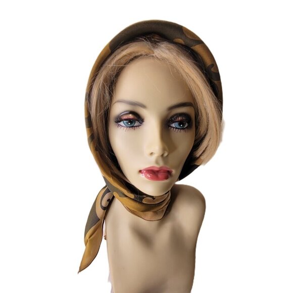 Silk Square Scarf Handpainted Batik Scarf Brown and Black Silk HeadScarf - NEW - Picture 5 of 13
